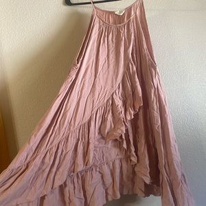 Spaghetti strap blush colored flowy blouse